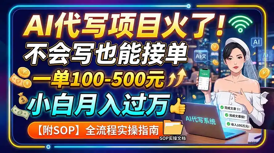 AI代写项目火了！不会写也能接单，一单100-500元，小白月入过万【附SOP】-二当家网创资源站