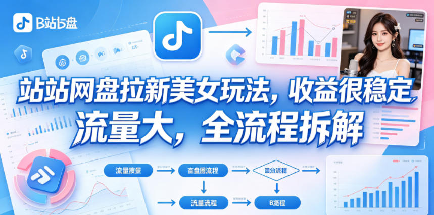 B站网盘拉新美女玩法，收益很稳定，流量大，全流程拆解-二当家网创资源站