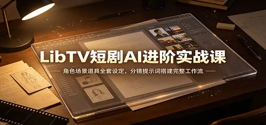 LibTV短剧AI进阶实战课：角色场景道具全套设定，分镜提示词搭建完整工作流-二当家网创资源站