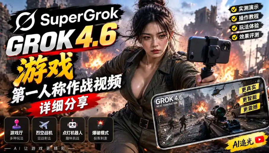 Grok 4.6也能做游戏?第一人称作战视频实测|玩法详细讲解-二当家网创资源站