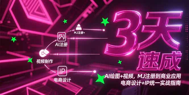 3天速成AI绘图+视频，MJ注册到商业应用，电商设计+IP统一实战指南-二当家网创资源站