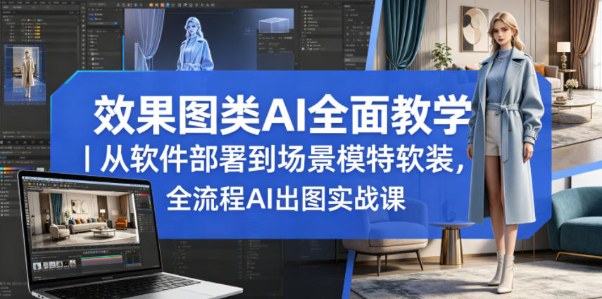 效果图类AI全面教学｜从软件部署到场景模特软装，全流程AI出图实战课-二当家网创资源站