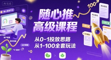 随心推高级课程，从0-1投放思路，也有从1-100的全套玩法-二当家网创资源站