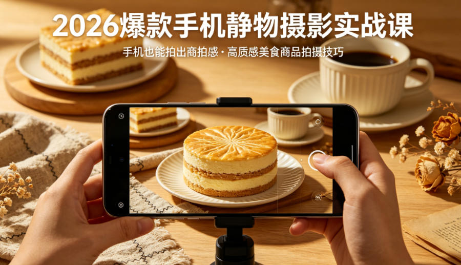 2026爆款手机静物摄影实战课，手机也能拍出商拍感，学会拍出高质感美食商品-二当家网创资源站