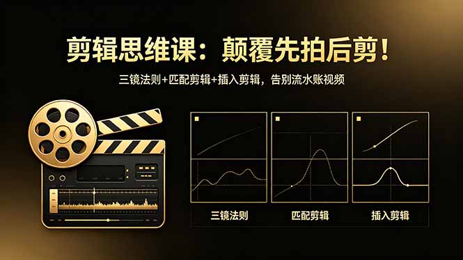 剪辑思维课：颠覆先拍后剪！三镜法则+匹配剪辑+插入剪辑，告别流水账视频-二当家网创资源站