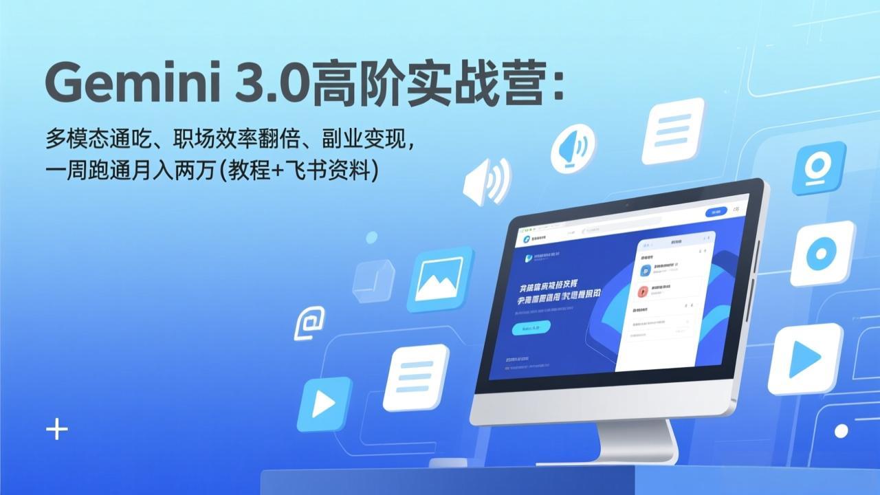 Gemini 3.0高阶实战营：多模态通吃、职场效率翻倍、副业变现，一周跑通月入两万(教程+飞书资料-二当家网创资源站