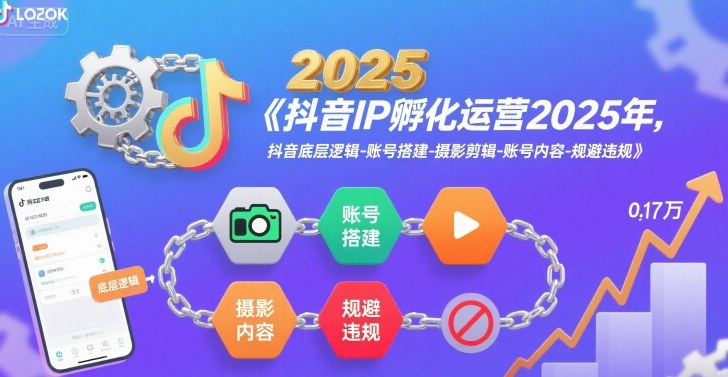 抖音IP孵化运营2025年，抖音底层逻辑-账号搭建-摄影剪辑-账号内容-规避违规-二当家网创资源站