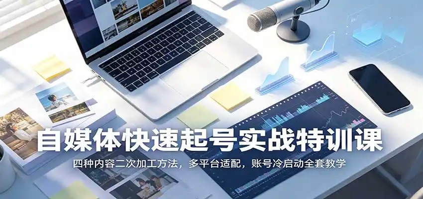 自媒体快速起号实战特训课:四种内容二次加工方法,多平台适配,账号冷启动全套教学-二当家网创资源站