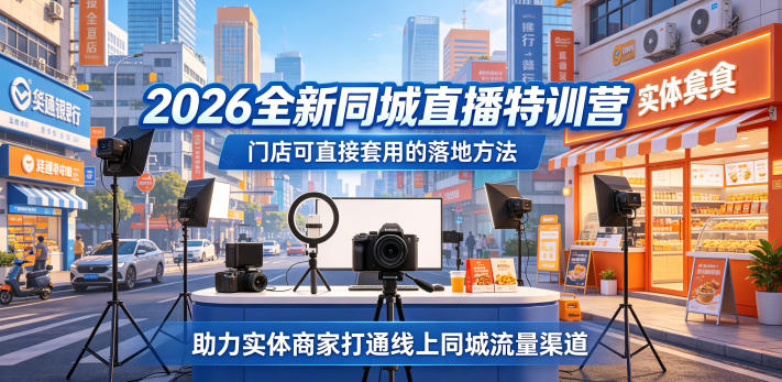 2026全新同城直播特训营,门店可直接套用的落地方法,助力实体商家打通线上同城流量渠道-二当家网创资源站
