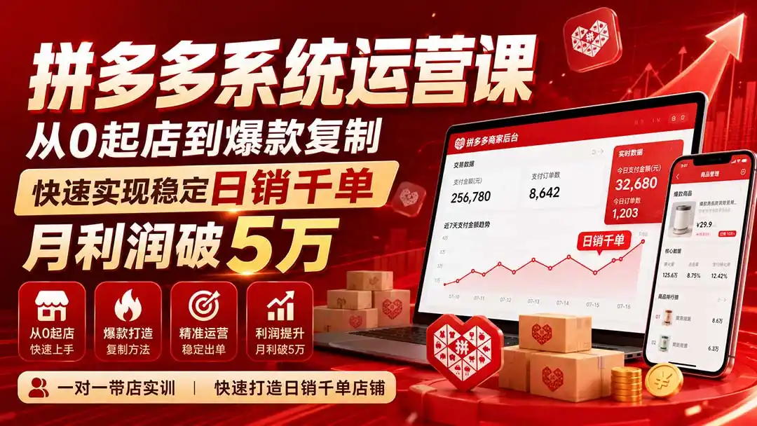 拼多多系统运营课(更新8月-二当家网创资源站