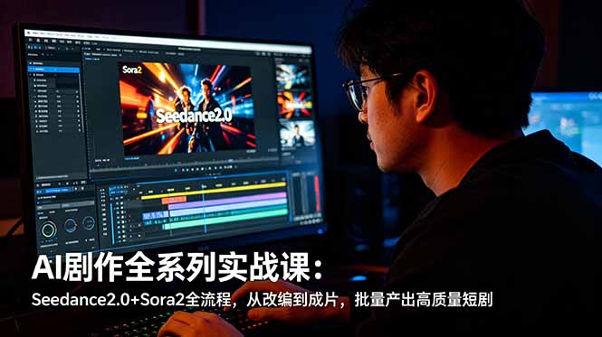 AI剧作全系列实战课：Seedance2.0+Sora2全流程，从改编到成片，批量产出高质量短剧-二当家网创资源站