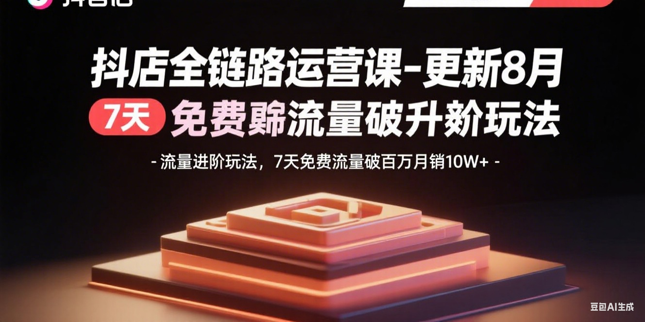 抖店全链路运营课-更新8月：流量进阶玩法，7天免费流量破百万月销10W+-二当家网创资源站