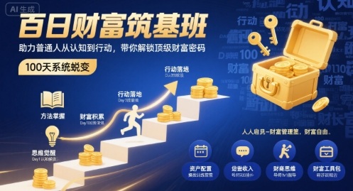 百日财富筑基班，助力普通人从认知到行动，带你解锁顶级财富密码-二当家网创资源站