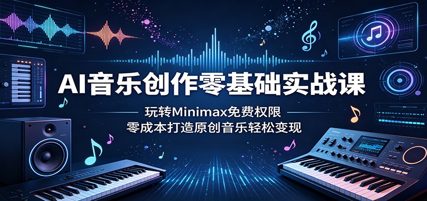 AI音乐创作零基础实战课:玩转Minimax免费权限,零成本打造原创音乐轻松变现-二当家网创资源站