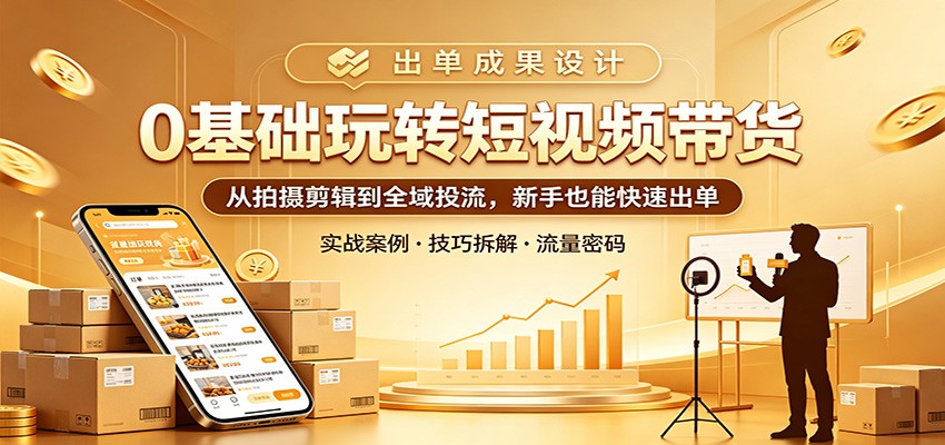 0基础玩转短视频带货：从拍摄剪辑到全域投流，新手也能快速出单-二当家网创资源站