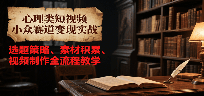 心理类短视频小众赛道变现实战，选题策略、素材积累、视频制作全流程教学-二当家网创资源站