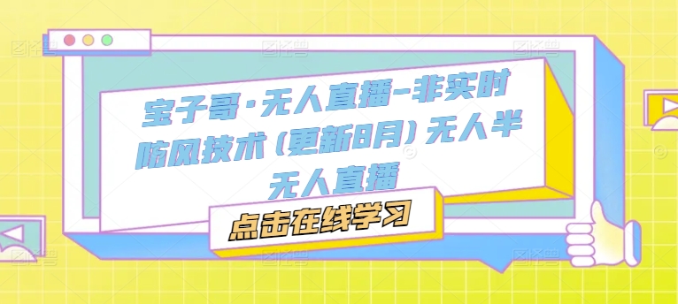 宝子哥·无人直播-非实时防风技术(更新25年7月)无人半无人直播-二当家网创资源站