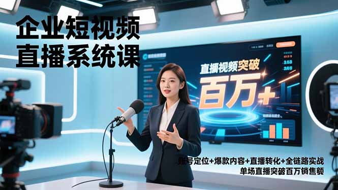 企业短视频直播系统课，账号定位+爆款内容+直播转化+全链路实战，单场直播突破百万销售额-二当家网创资源站