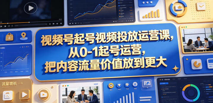 视频号起号视频投放运营课，从0-1起号运营，把内容流量价值放到更大-二当家网创资源站