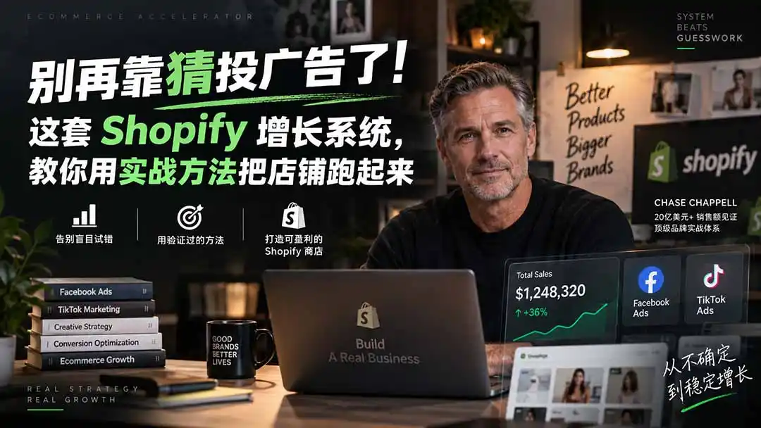 别再靠猜投广告了！这套 Shopify 增长系统，教你用实战方法把店铺跑起来【原创双语字幕】-二当家网创资源站