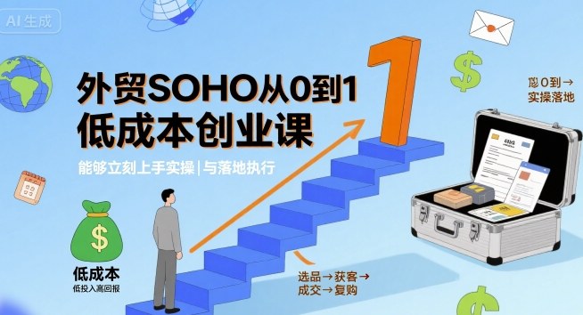 外贸SOHO从0到1低成本创业课，能够立刻上手实操与落地执行-二当家网创资源站