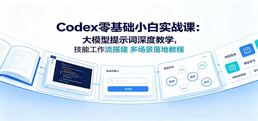 Codex零基础小白实战课：大模型提示词深度教学，技能工作流搭建多场景落地教程-二当家网创资源站