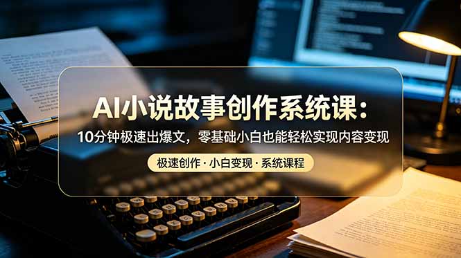 AI小说故事创作系统课：10分钟极速出爆文，零基础小白也能轻松实现内容变现-二当家网创资源站