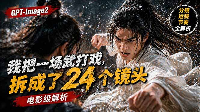 用GPT-Image2，把一段武打对决拆成24个连续镜头，从人物建立、动作衔接、运镜节奏，到情绪爆发-二当家网创资源站