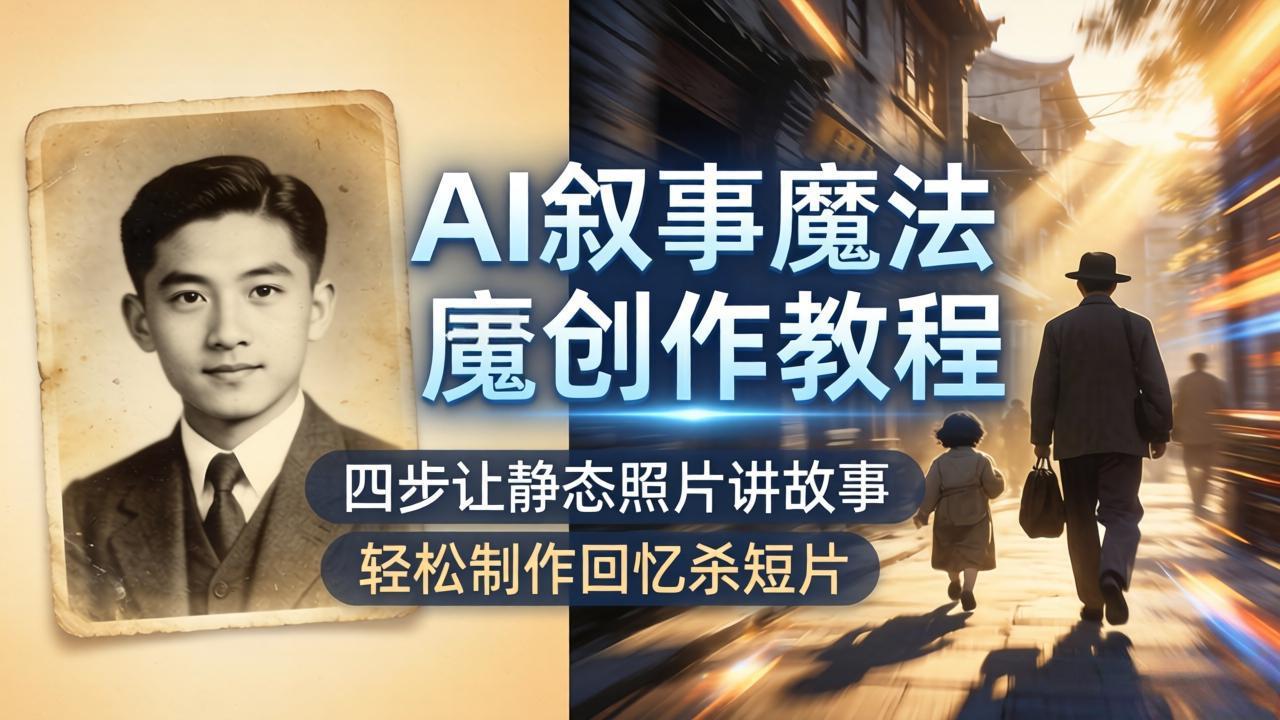 AI叙事魔法创作教程，四步让静态照片讲故事，老照片修复加动态特效，轻松制作回忆杀短片-二当家网创资源站