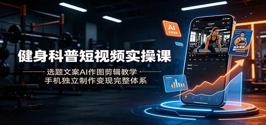 健身科普短视频实操课:选题文案AI作图剪辑教学,手机独立制作变现完整体系-二当家网创资源站