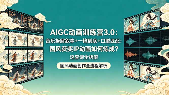 AIGC动画训练营3.0：音乐拆解叙事+一镜到底+口型匹配：国风获奖IP动画如何炼成？这套课全拆解-二当家网创资源站
