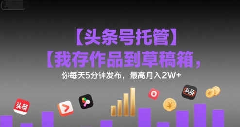 【头条号托管 】我存作品到草稿箱，你每天5分钟发布，最高月入2W+【揭秘】-二当家网创资源站