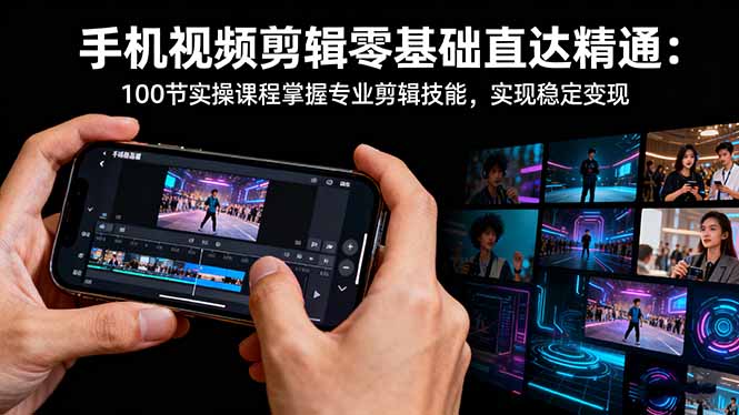 手机视频剪辑零基础直达精通：100节实操课程掌握专业剪辑技能，实现稳…-二当家网创资源站