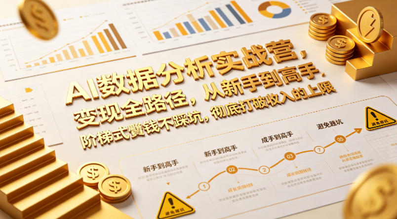 AI数据分析实战营，变现全路径，从新手到高手，阶梯式賺钱不踩坑，彻底打破收入的上限-二当家网创资源站