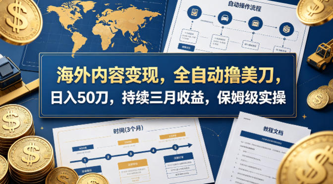 海外内容变现，全自动撸美刀，日入50刀，持续三月收益，保姆级实操【揭秘】-二当家网创资源站