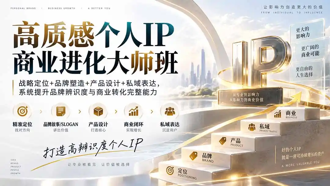 高质感个人IP商业进化大师班:战略定位+品牌塑造+产品设计+私域表达,系统提升品牌辨识度与商业转化完整能力-二当家网创资源站