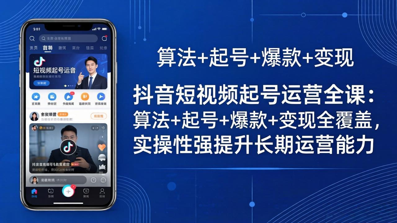 抖音短视频起号运营全课：算法+起号+爆款+变现全覆盖，实操性强提升长期运营能力-二当家网创资源站