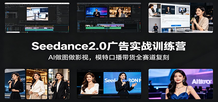 Seedance2.0广告实战训练营：AI做图做影视，模特口播带货全赛道复刻-二当家网创资源站