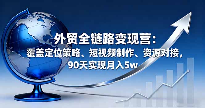 外贸全链路变现营：覆盖定位策略、短视频制作、资源对接，90天实现月入5w-二当家网创资源站