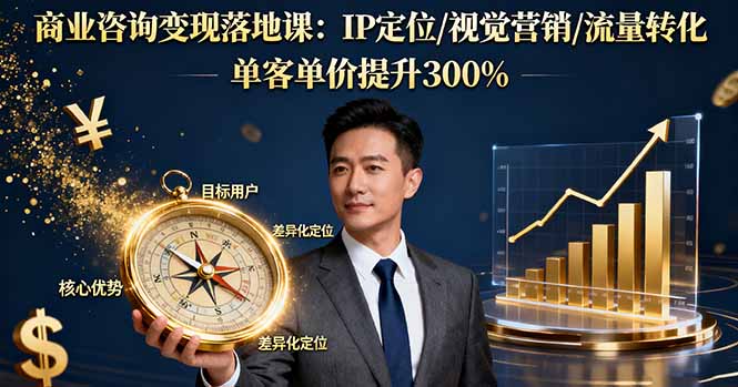 商业咨询变现落地课：IP定位/视觉营销/流量转化，单客单价提升300%-二当家网创资源站