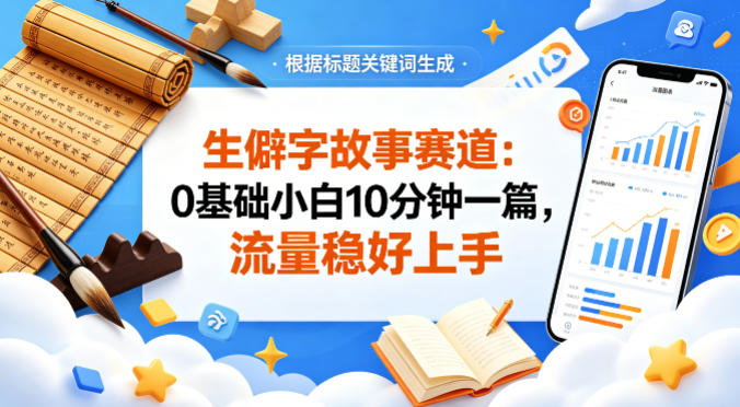 公众号流量主——生僻字故事赛道，流量稳，好上手，0基础小白也能10分钟一篇-二当家网创资源站