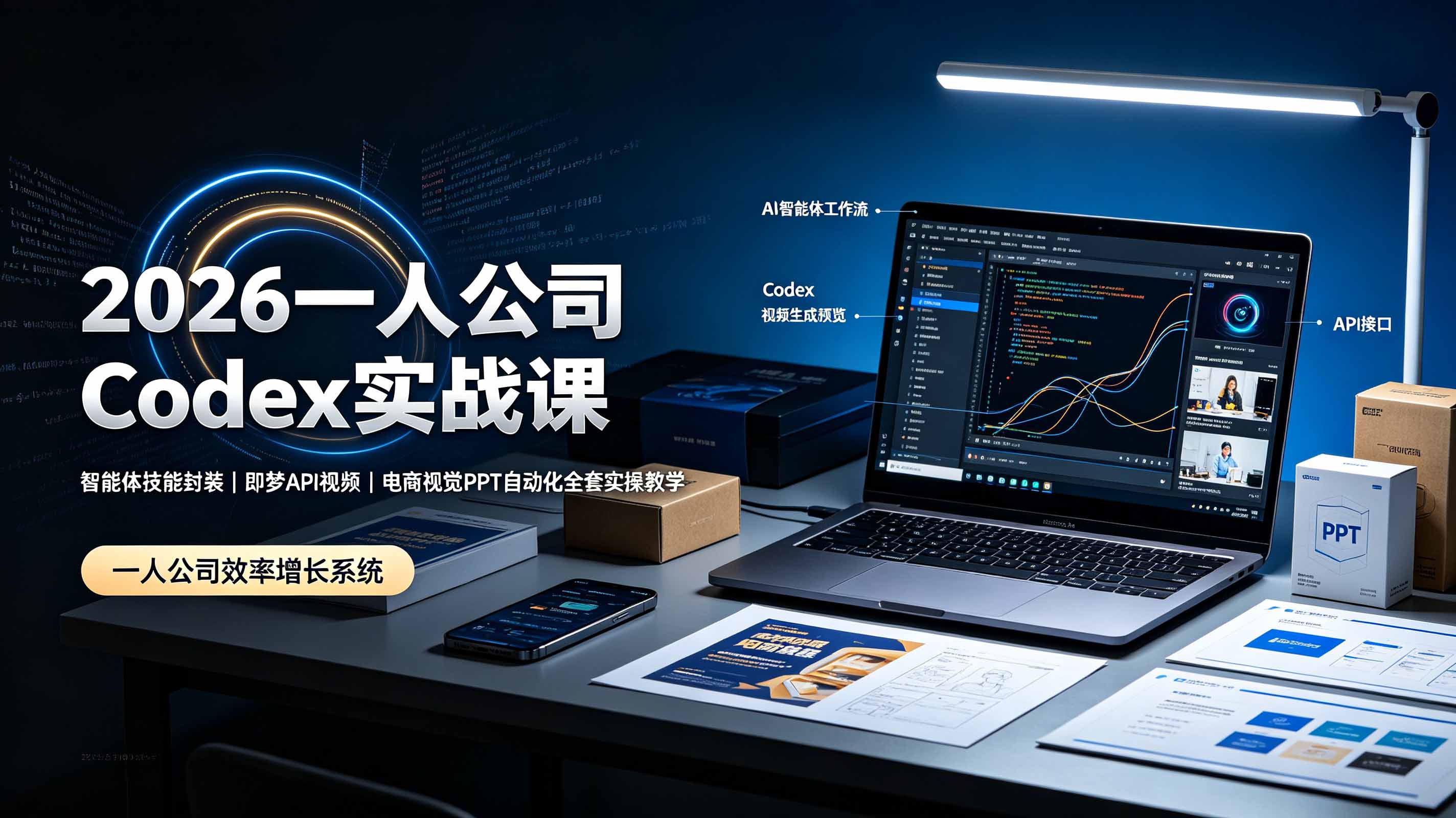 2026一人公司Codex实战课◆智能体技能封装｜即梦API视频｜电商视觉PPT自动化全套实操教学-二当家网创资源站