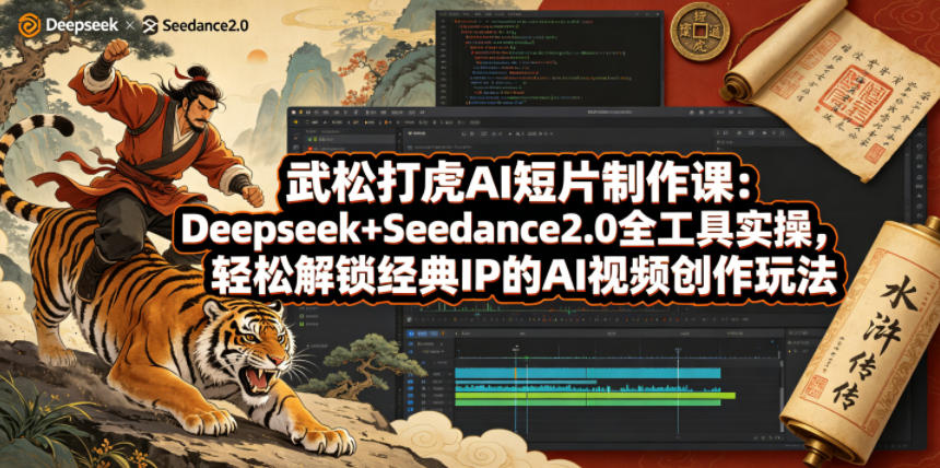 武松打虎AI短片制作课：Deepseek+Seedance2.0全工具实操，轻松解锁经典IP的AI视频创作玩法-二当家网创资源站