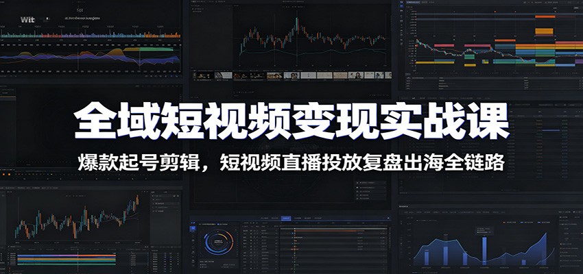 全域短视频变现实战课：爆款起号剪辑，短视频直播投放复盘出海全链路-二当家网创资源站