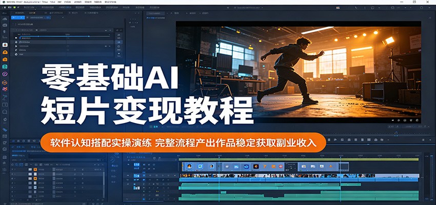 零基础AI短片变现教程：软件认知搭配实操演练，完整流程产出作品稳定获取副业收入-二当家网创资源站
