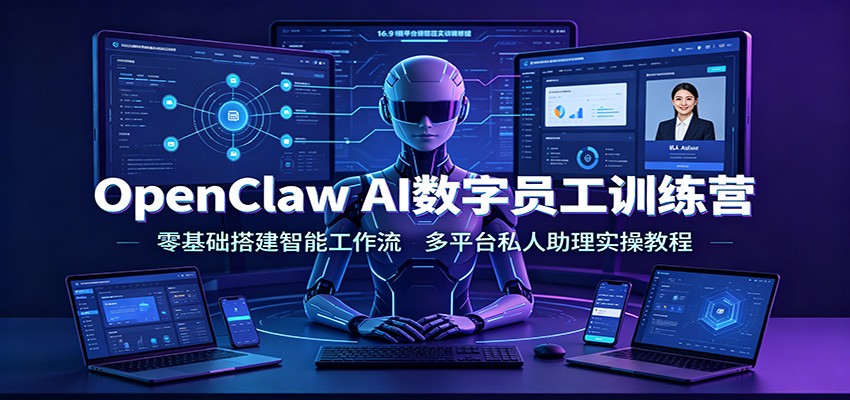 OpenClaw AI数字员工训练营：零基础搭建智能工作流，多平台私人助理实操教程-二当家网创资源站