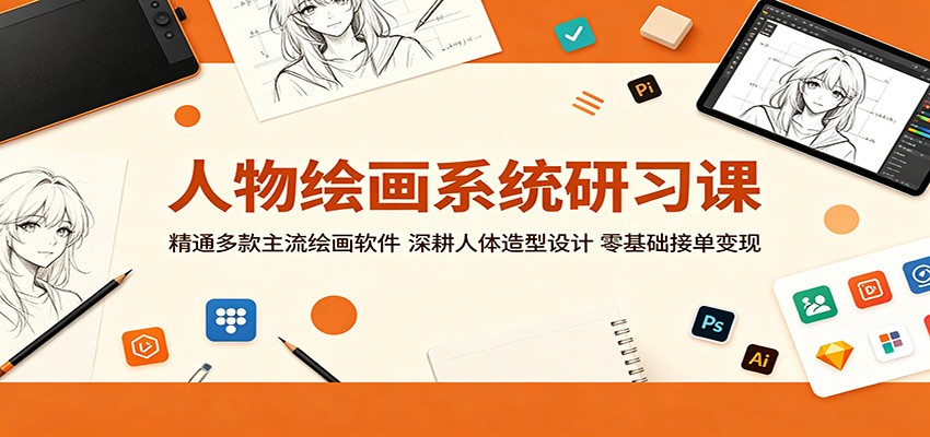 人物绘画系统研习课：精通多款主流绘画软件，深耕人体造型设计，零基础接单变现-二当家网创资源站