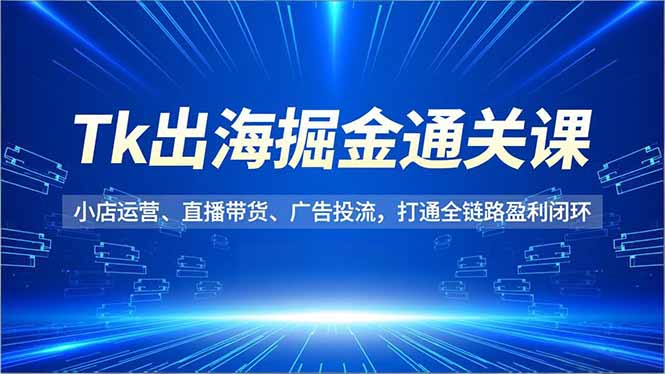 Tk出海掘金通关课,小店运营、直播带货、广告投流,打通全链路盈利闭环-二当家网创资源站