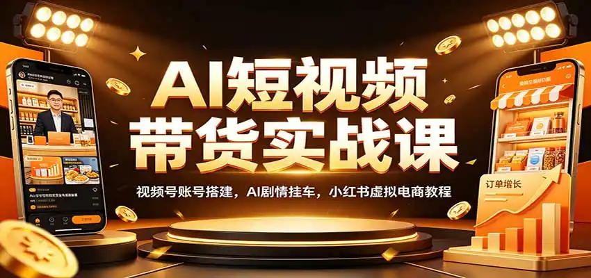 AI短视频带货实战课:视频号账号搭建,AI剧情挂车,小红书虚拟电商教程-二当家网创资源站