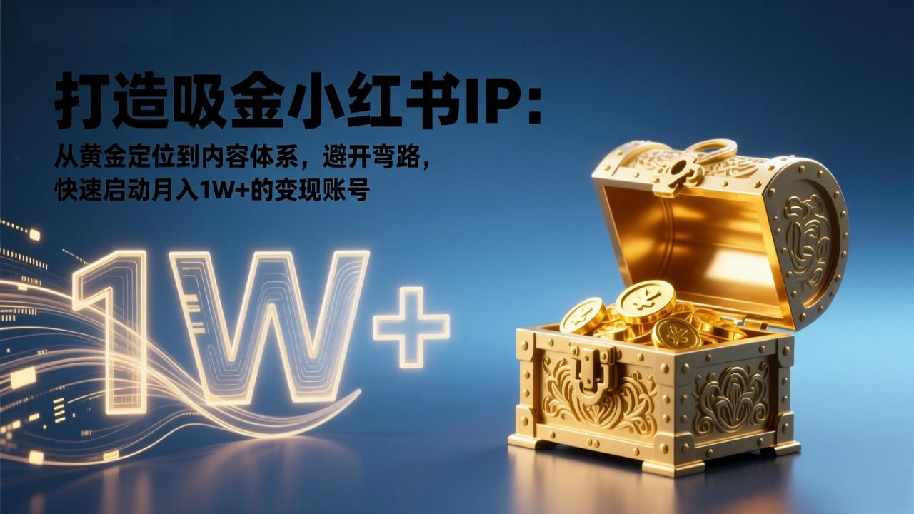 打造吸金小红书IP：从黄金定位到内容体系，避开弯路，快速启动月入1W+的变现账号-二当家网创资源站